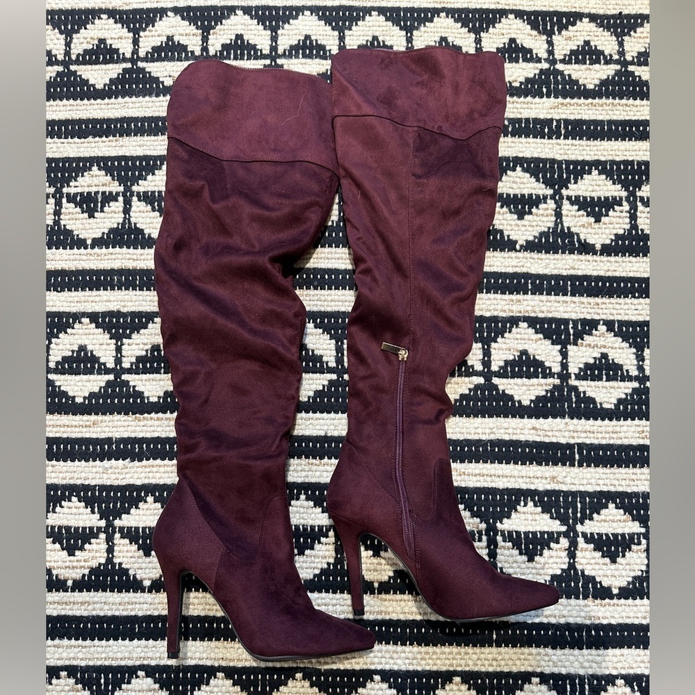 NWT Forever 21 Elegant Burgundy Over-the-Knee Boots